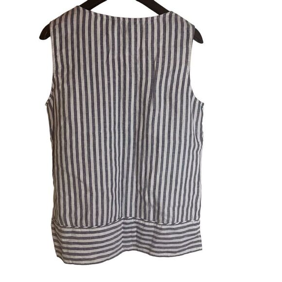 Ellen Tracy Womens Sleeveless Striped Button Linen Nautical Top Size Medium‎ - Picture 2 of 8